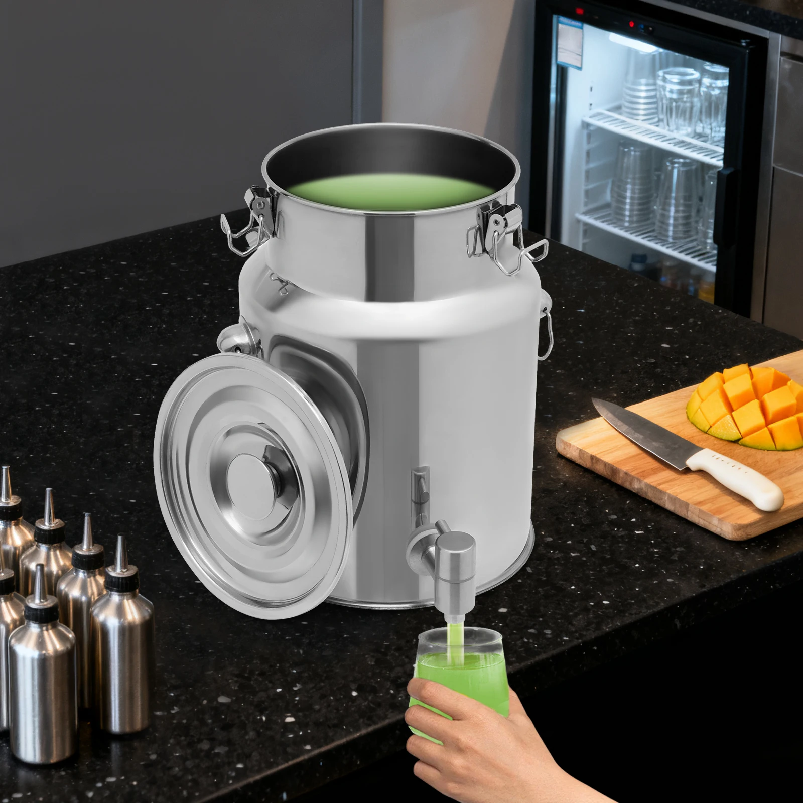 

304 Stainless Steel Milk Can, 10L Can Storage Stainless Steel Bucket Water Jug Pot with Lids for Accommodate Milk, Juice, Rice