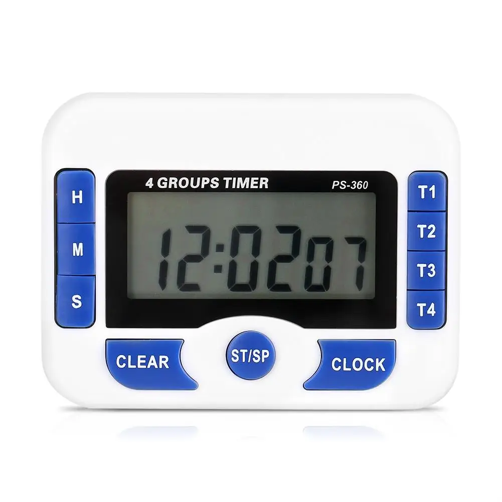 

Multifunctional LCD Digital Kitchen Timer with Stand - 4 Group Countdown Alarm Clock for Cooking & Baking