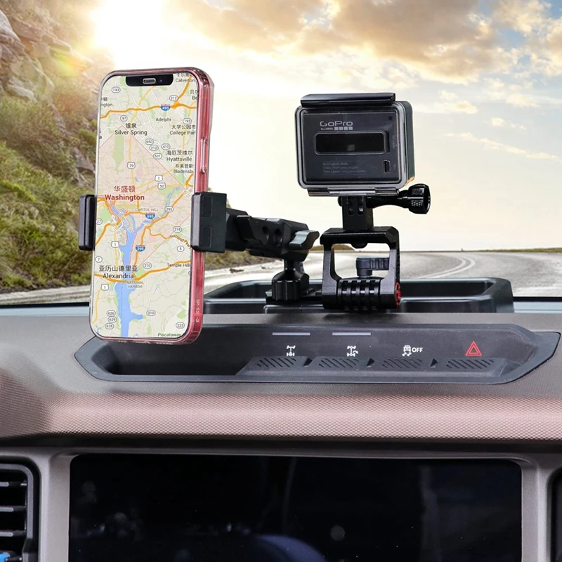 Dash Phone Mount With Slide Rail For Ford Bronco 2021 2022 2023 Parts Accessories , Compatible With For Gopro And Smart Phone