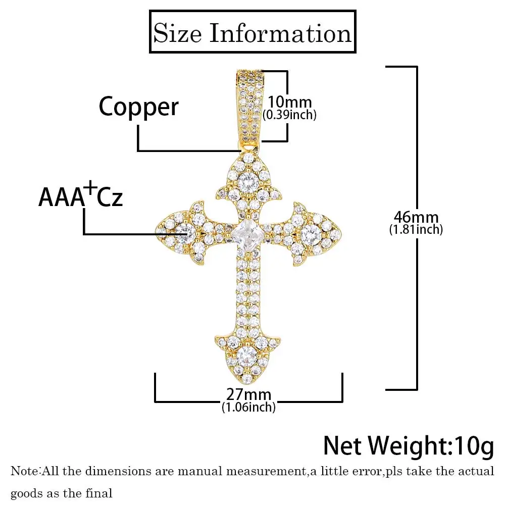 

2024 Unique Creative Fashion Trend Men's and Women's Cross Pendant Necklace Charming Hip Hop Jewelry Gift Wholesale