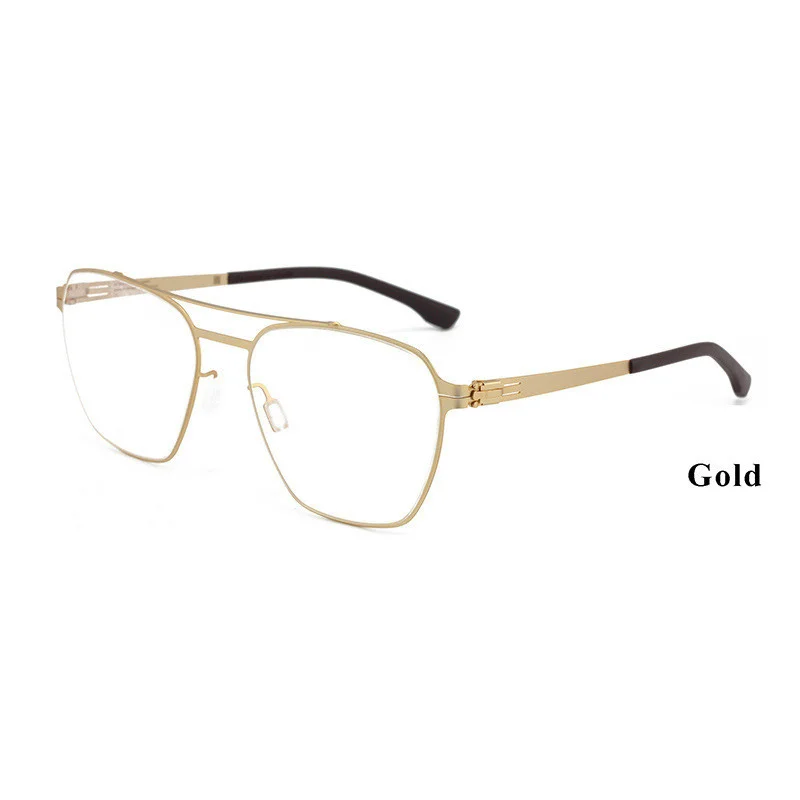 

German Berlin Brand Design Stainless Steel Optical Eyeglasses Frame Prescription Men's Pilot Dual Beam Fashionable Women Glasses