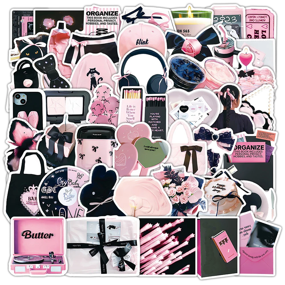 

10/30/52pcs Pink INS Style Cartoon Stickers Aesthetic Decoration Decals DIY Skateboard Notebook Kawaii Graffiti Sticker Toy Gift