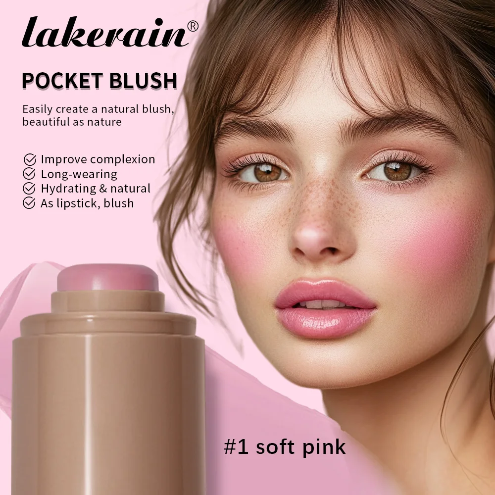 Bâton de fard à joues 3 en 1, blush hydratant, crème soyeuse et lisse, maquillage de contour 256, étanche, document facile, rouge