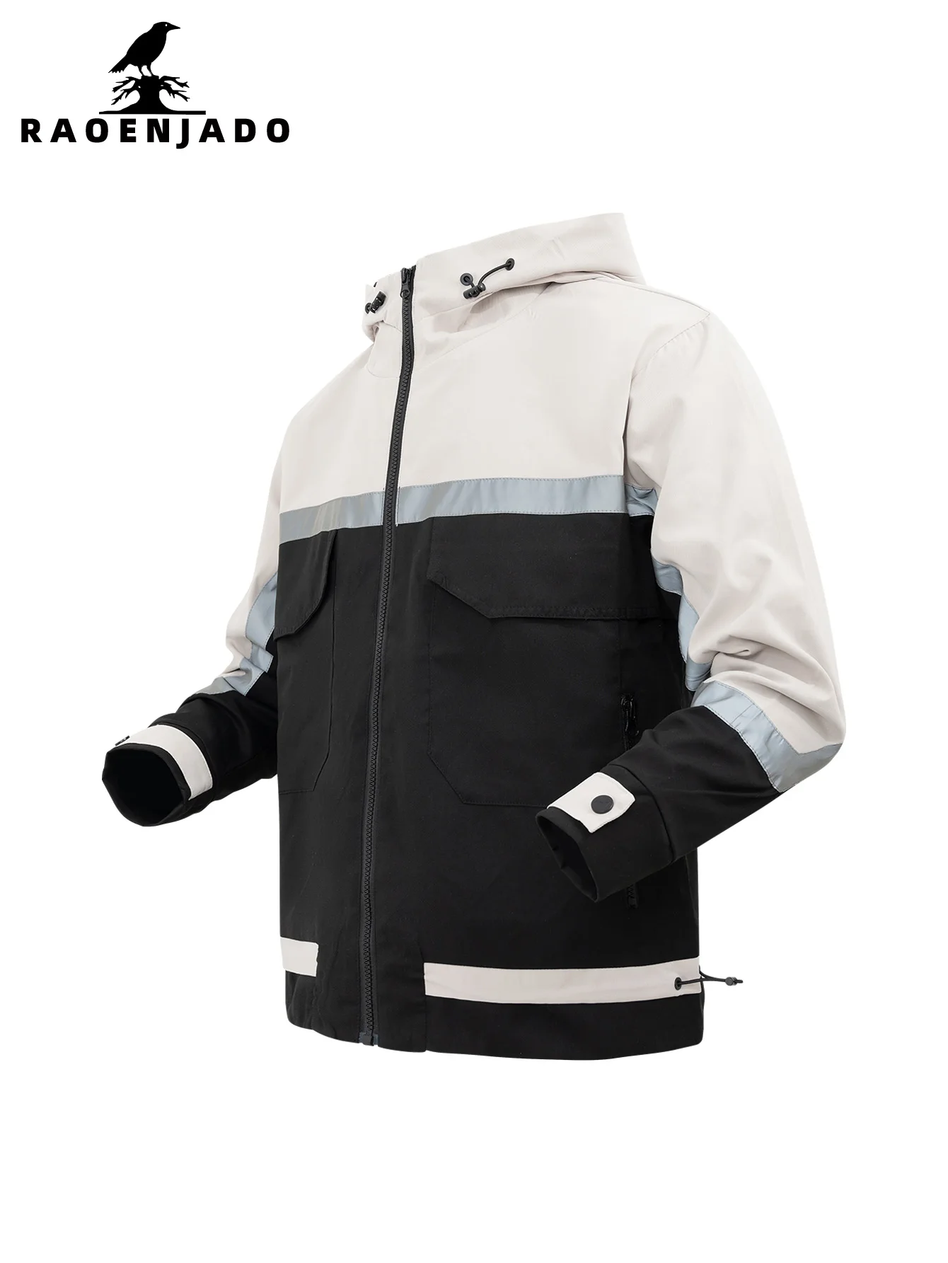 

Men's Hooded Spring and Autumn Jacket Casual Sports Cardigan Zipper Outerwear Patchwork Color-Blocking Adjustable Cuffs Unisex