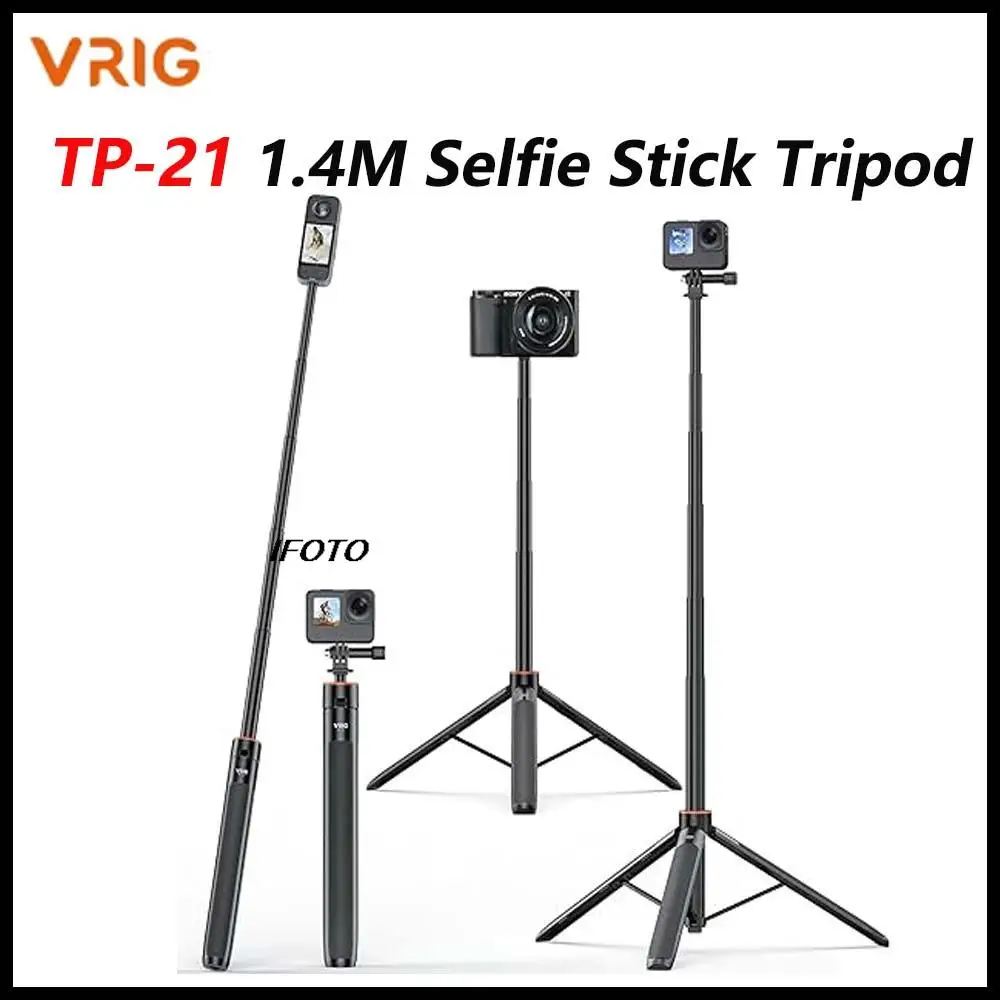 UURIG VRIG TP-21 1.4M Action Camera Selfie Stick Tripod  for Insta360 GoPro Hero 10 9 8 7 AKASO SJCAM OSMO Action Cameras