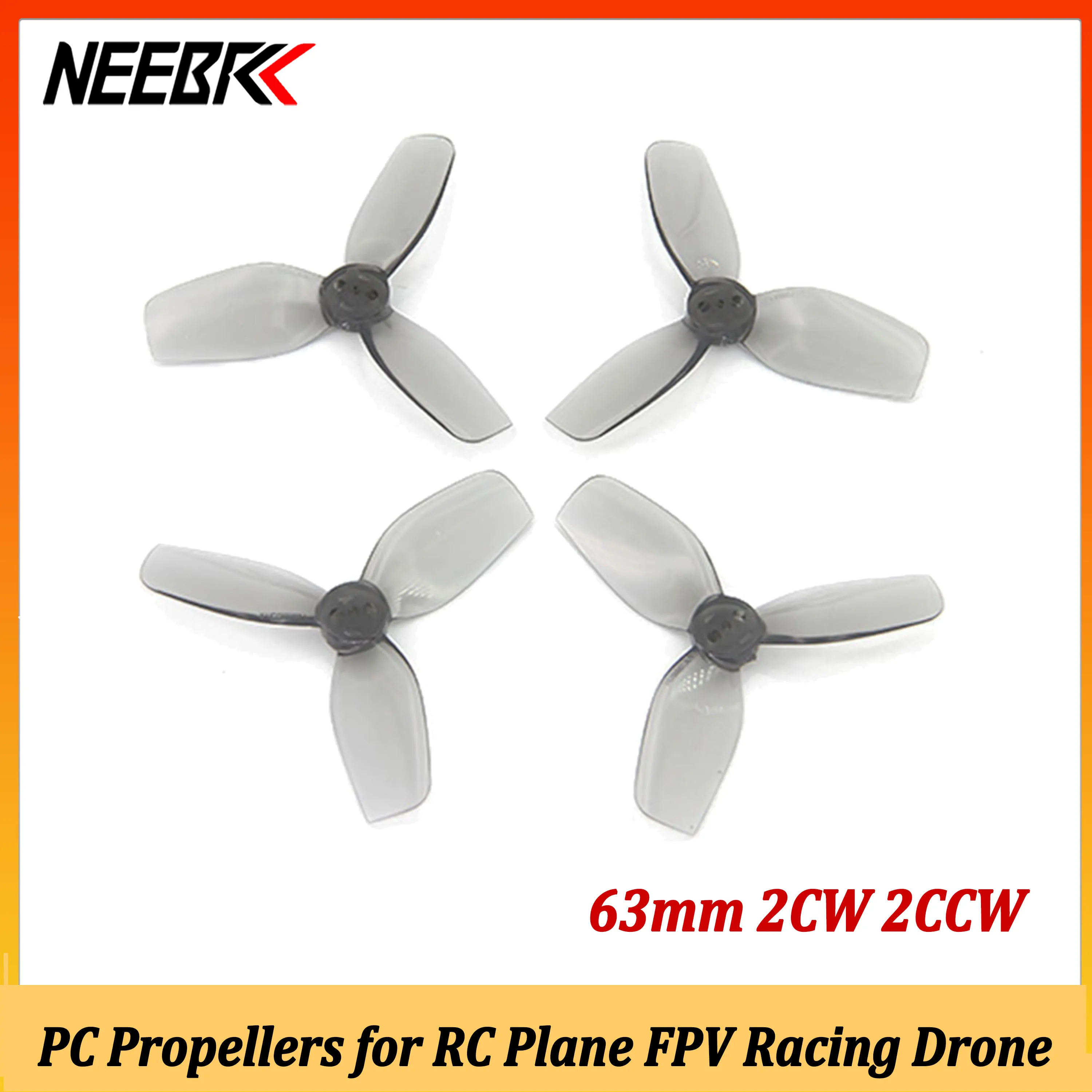 2/4/8 Pairs NEEBRC 2.5inch 63mm 2CW 2CCW 3-Blade PC Propellers for FPV Fixed-wing Racing Drone Freestyle RC Plane DIY Toy Part