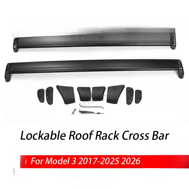 Lockable Anti-Theft Roof Bars Custom Fit Model Y Juniper Model 3 2019-2025 Aluminum Rooftop Luggage EV Exter
