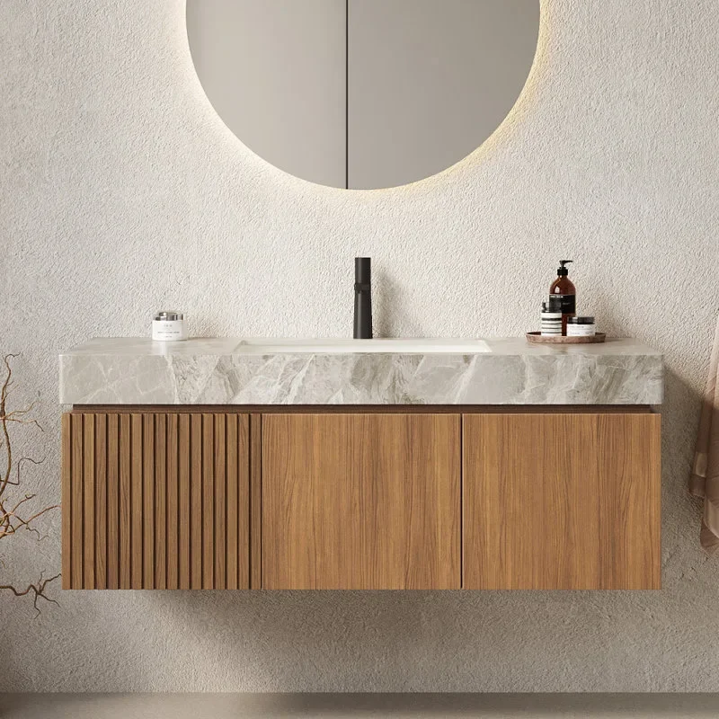 Floating vanity Wall-mounted mirror bathroom cabinet Plywood wall cabinet