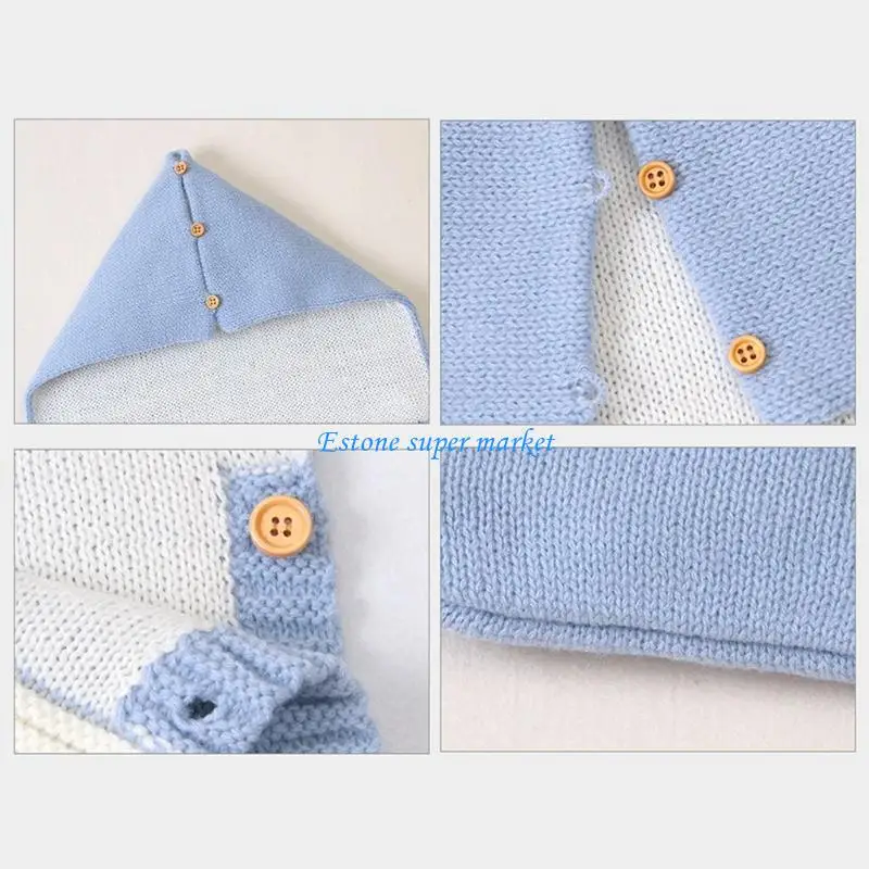 090B الطفل الرضيع حديثي الولادة قماش للف الرضع الخريف الشتاء كيس النوم هود زر عربة Footmuff كيس النوم محبوك المغلفات #4