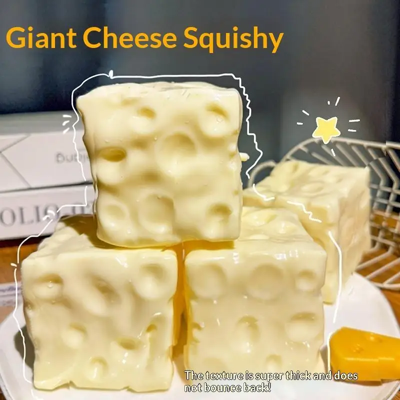 Soft Texture Cheese Cube Stress Ball Shapeable Non-Rebound Squeeze Sensory Fidget Toy for Kids Adults Calming Use