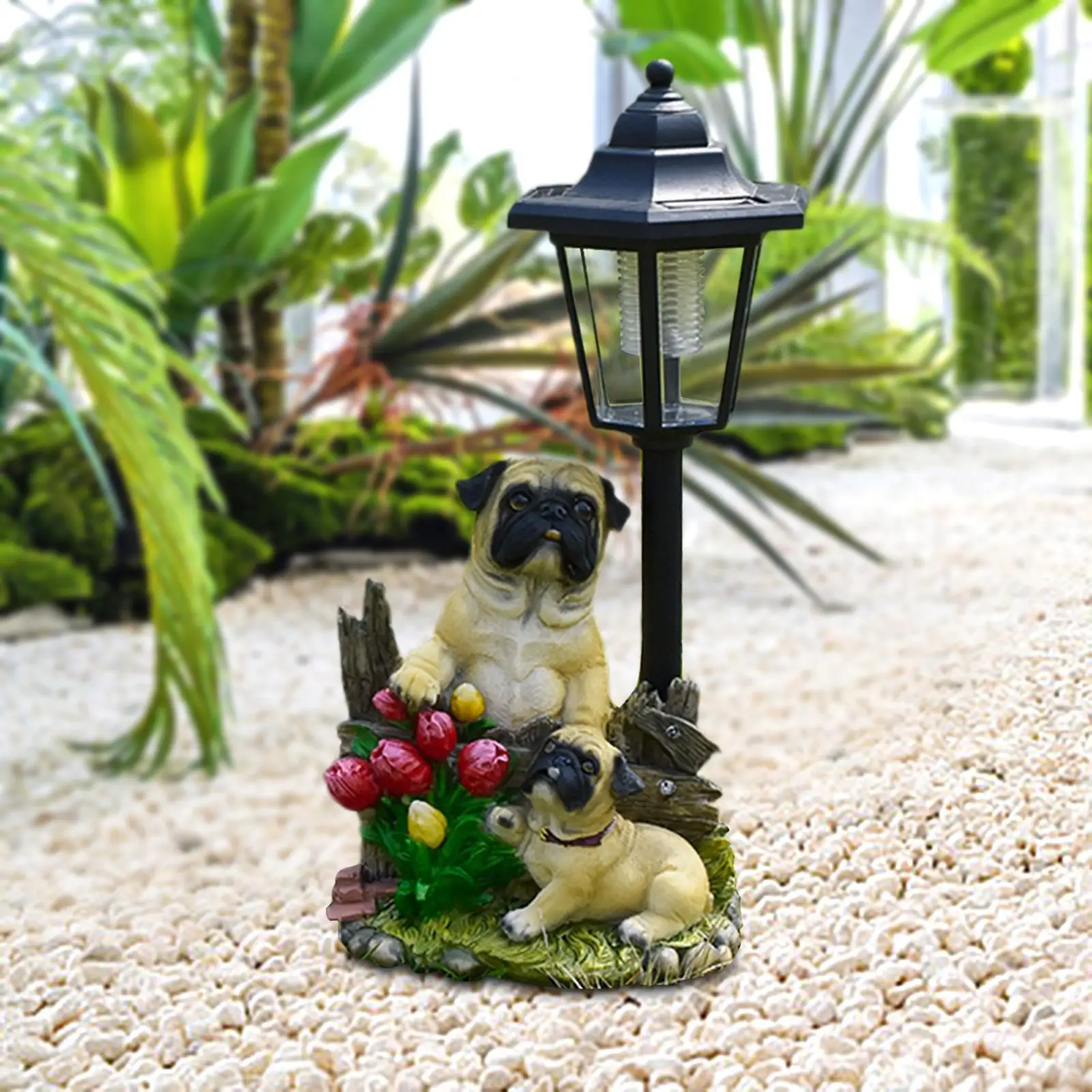 

Patio Dog Figurine Solar Powered Light for Front Door or Window