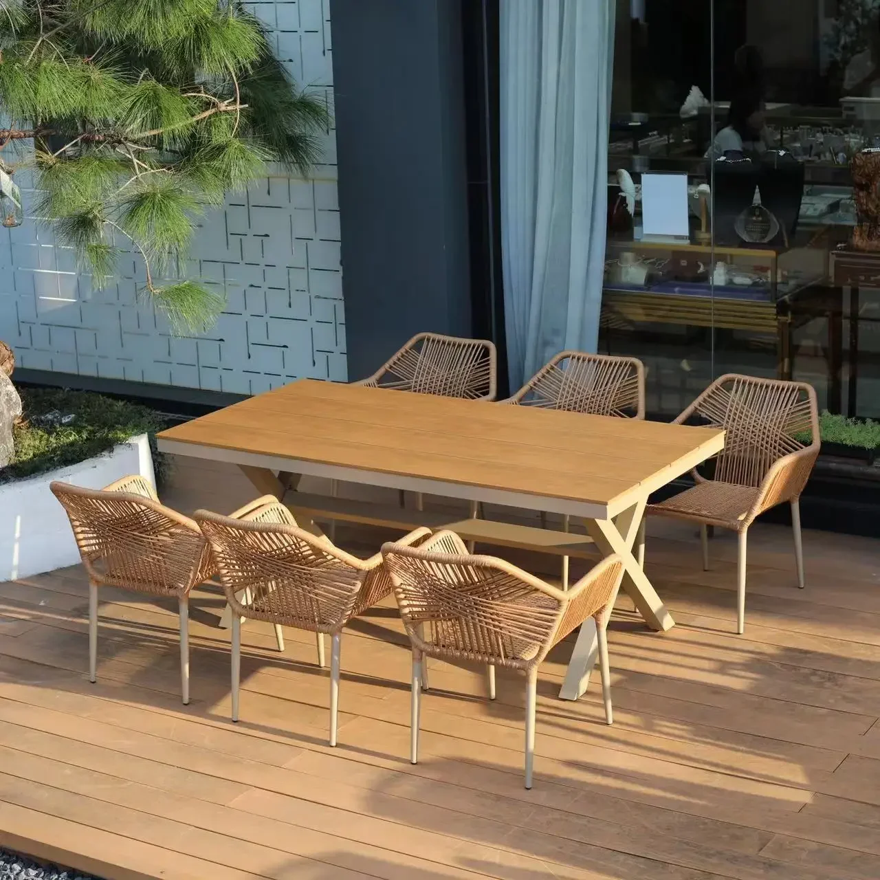 

Nordic Outdoor Rattan Table and Chair Outdoor Courtyard Villa Outdoor Garden Combination Rattan Chair Waterproof