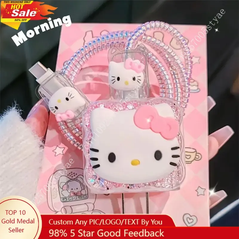 

Sanrio'S Hello Kitty Charger and Data Cable Protective Case Gift Adapter Charger Cable with Cartoon Protective Covers