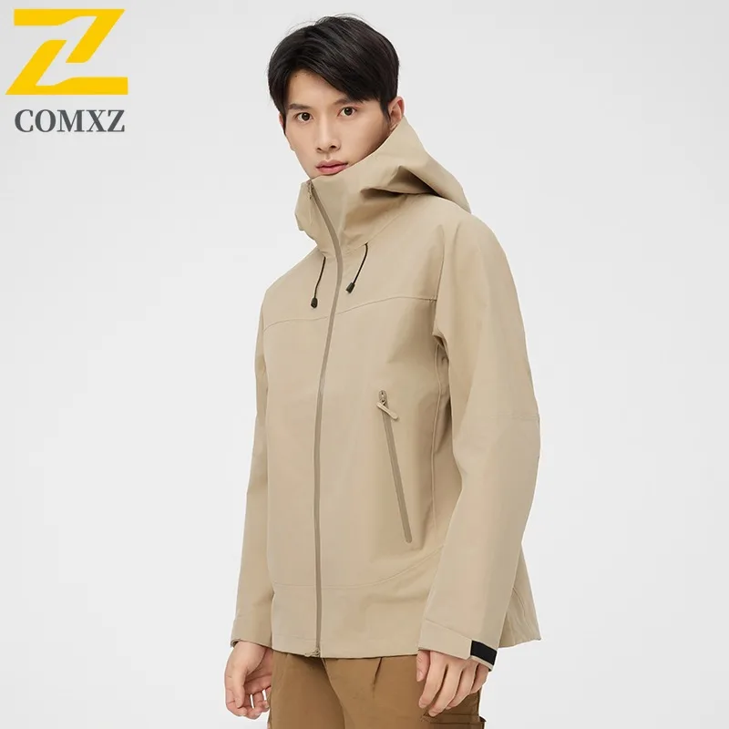 معطف واق من المطر COMXZ مقاوم للرياح ومقاوم للماء بلون سادة وصالة الألعاب الرياضية والجري Chaqueta كلاسيكي للمشي لمسافات طويلة وخفيف الوزن وعالي الجودة ملابس خارجية للرجال #3