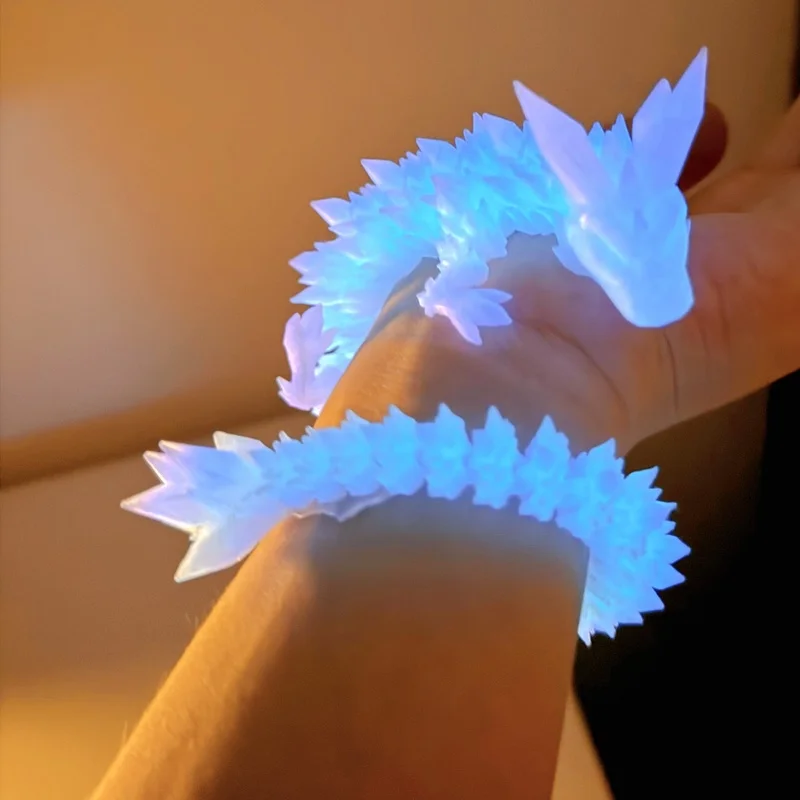 Luminous 3d Printed Dragon Figures Decor Child Toy Multi-Jointed Movable Articulated Dragon Toy For Home Car Tabletop Ornament