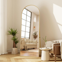 Anajqaqia Modern Curved Floor Mirror, Full-length Mirror, Al Alloy Frame, Tempered Glass, Can Be Hung, Stood Upright, or Tilted