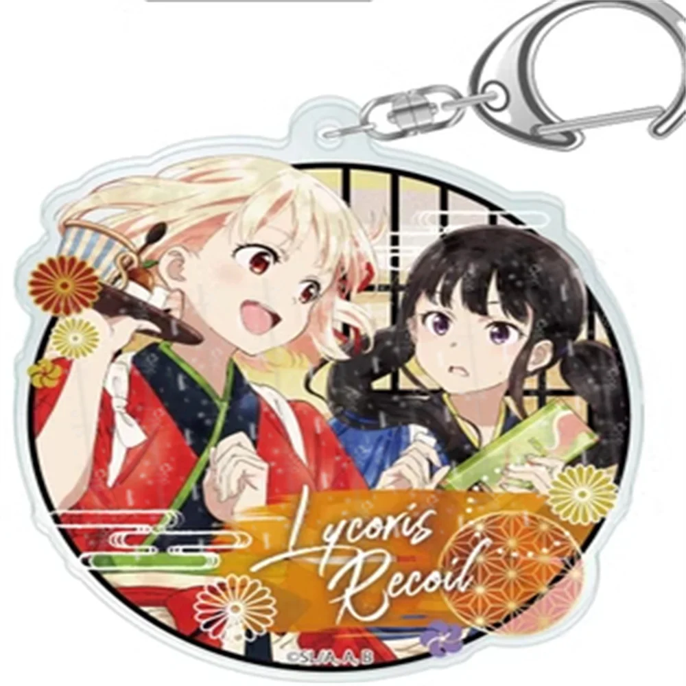 Cute Popular Anime Fans Gifts Lycoris Recoil HD Characters Acrylic Keychain Ornament Inoue Takina Chisato Nishikigi About 6cm