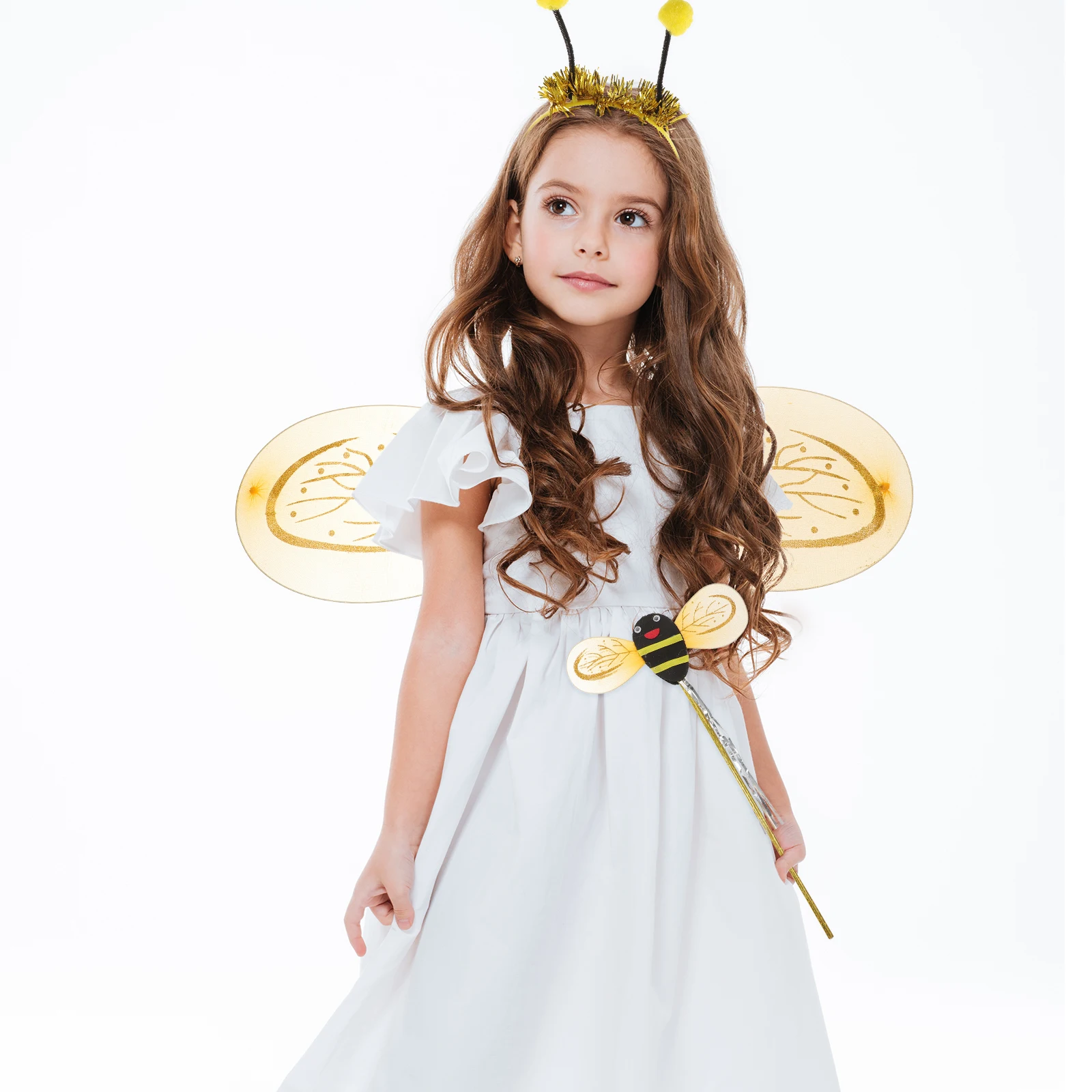

3pcs Props Kids Kids Honey Bee Costume Costume Headwear Wings Wand Playtime Accessories Honey Bee Outfit Cosplay Dress Up