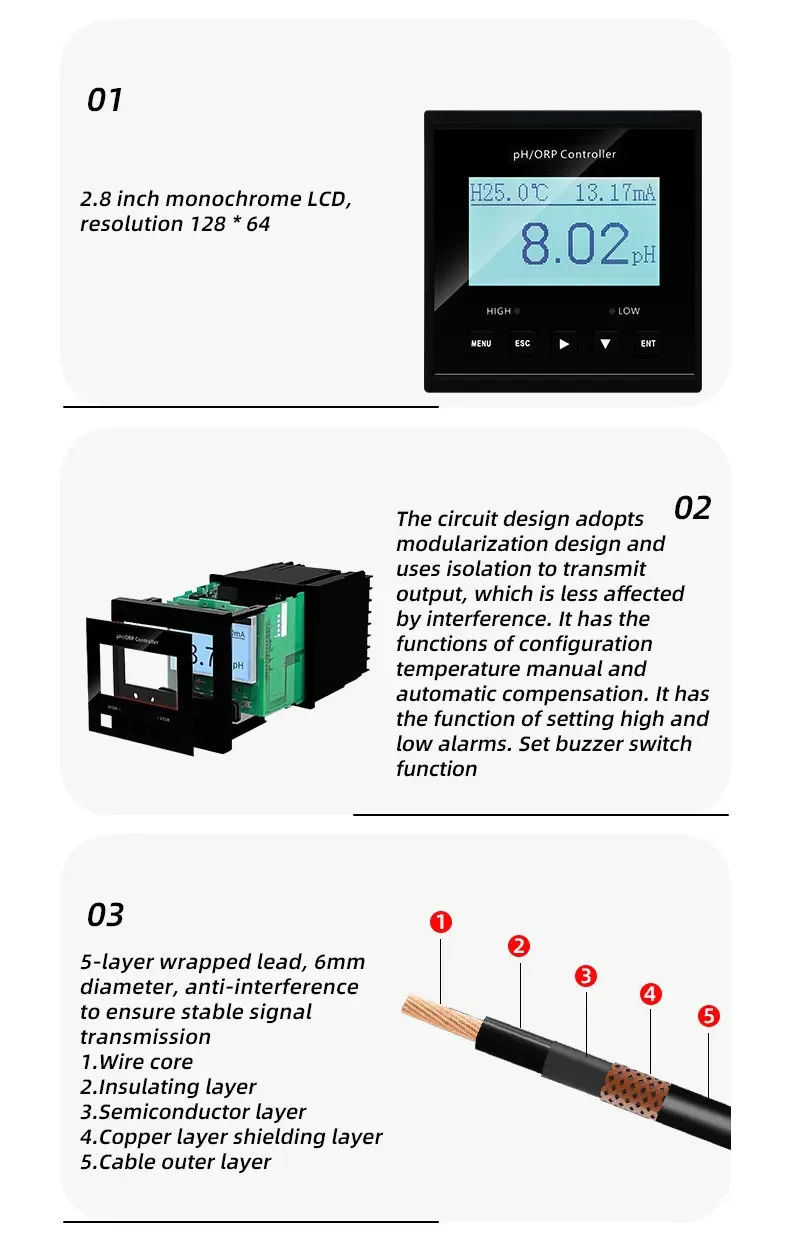 Digital Meter Dissolved Oxygen pH Measurement ORP Sensor RS485 Communication Analytical Combined Electrode Cosmetics PH Tester