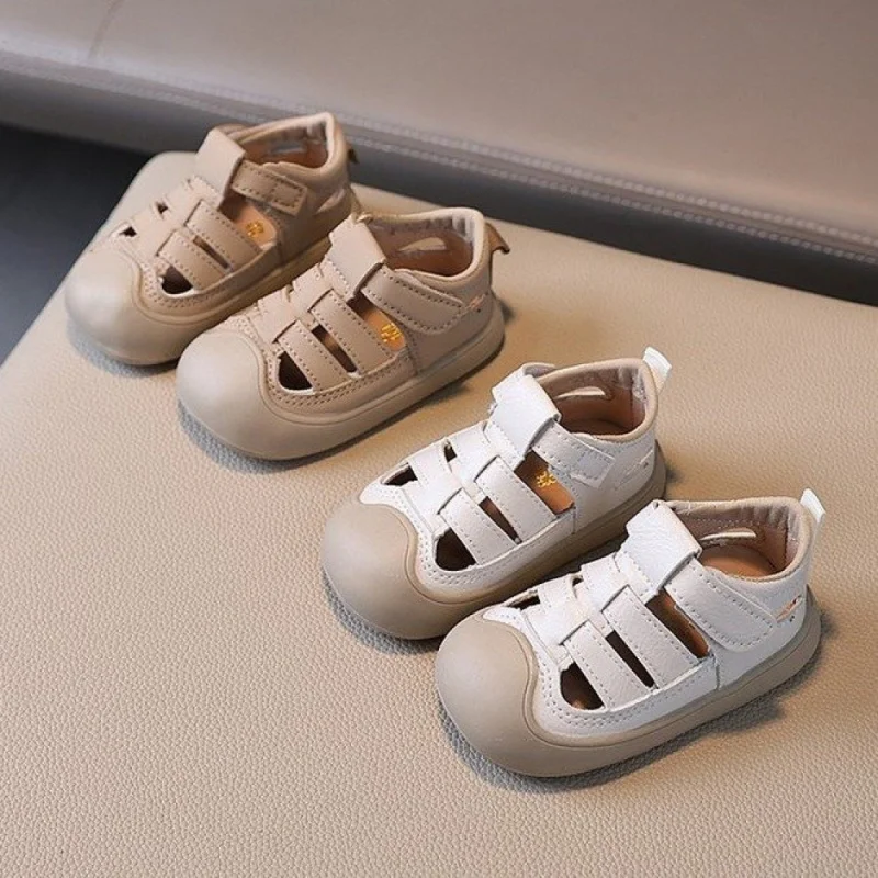 

PU Leather Sport Sandals For Children Hollow Out Breathable Boy's Girl's Running Footwear Anti-slippery Waterproof Summer Shoes