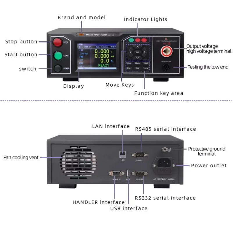 RK9310 Programmed Withstand Voltage Tester 5KV Hi-pot 10mA Insulation Resistance 100GΩ RS232 and RS485 Communication Functions.