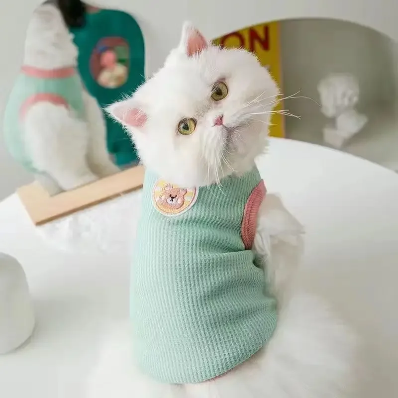 Pet Clothes Kitten Puppy Cute Cat Vest Sphinx Small and Medium-sized Dog Sweet Pullover Yorkshire Poodle Shirt