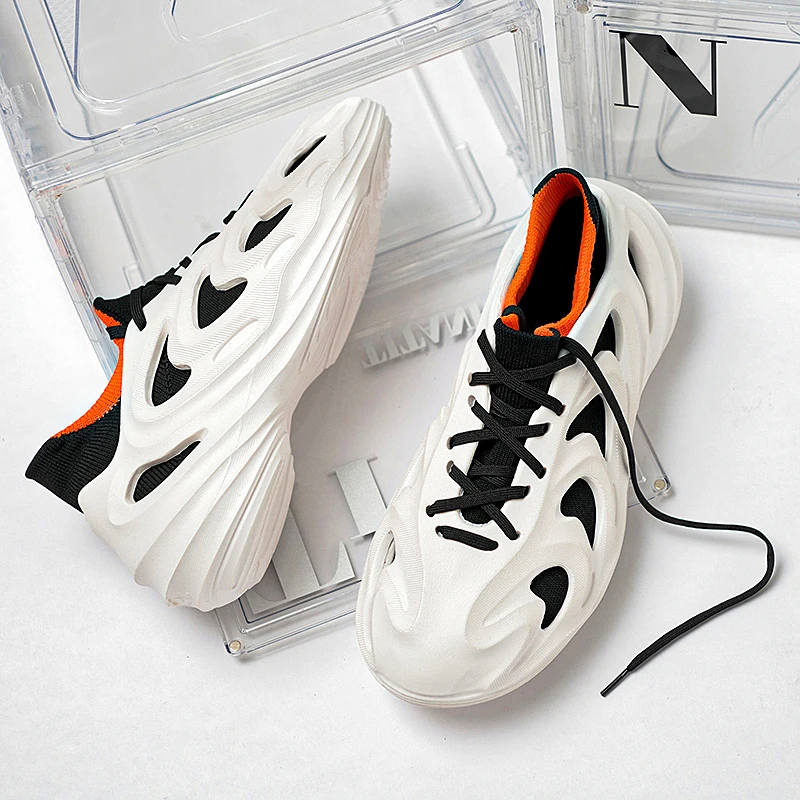 

Male casual hollow slide clogs portable cushioned sole breathable simple fashion non slip outdoor daily wear sandals