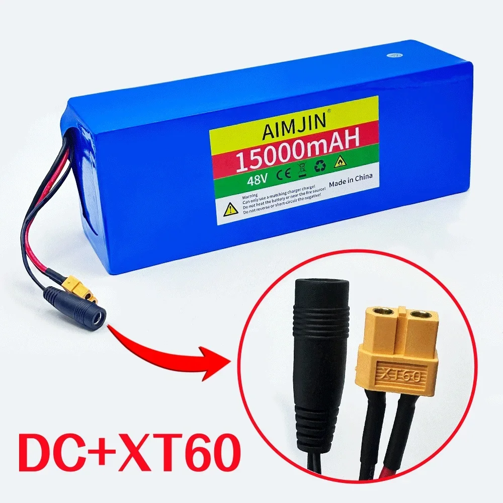 18650 13S4P 48V 15000mAh Lithium Battery Pack,for Electric Scooter Bicycle Li-ion Replacement Batteries with BMS+54.6V Charger