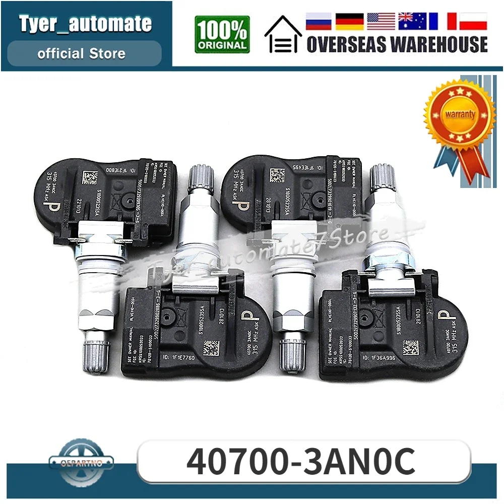 

4PCS 40700-3AN0C 407003AN0C For 2014-2015 Nissan Titan Tire Pressure Monitor Sensor 315MHz TPMS