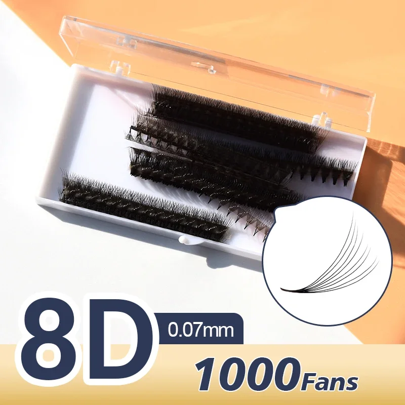 1000 Fans 3D-14D Premade Volume Lash Extension Fans Dunne Puntige Basis Scherpe Slanke Smalle Stem Rusland Volume Wimper Extension Fan