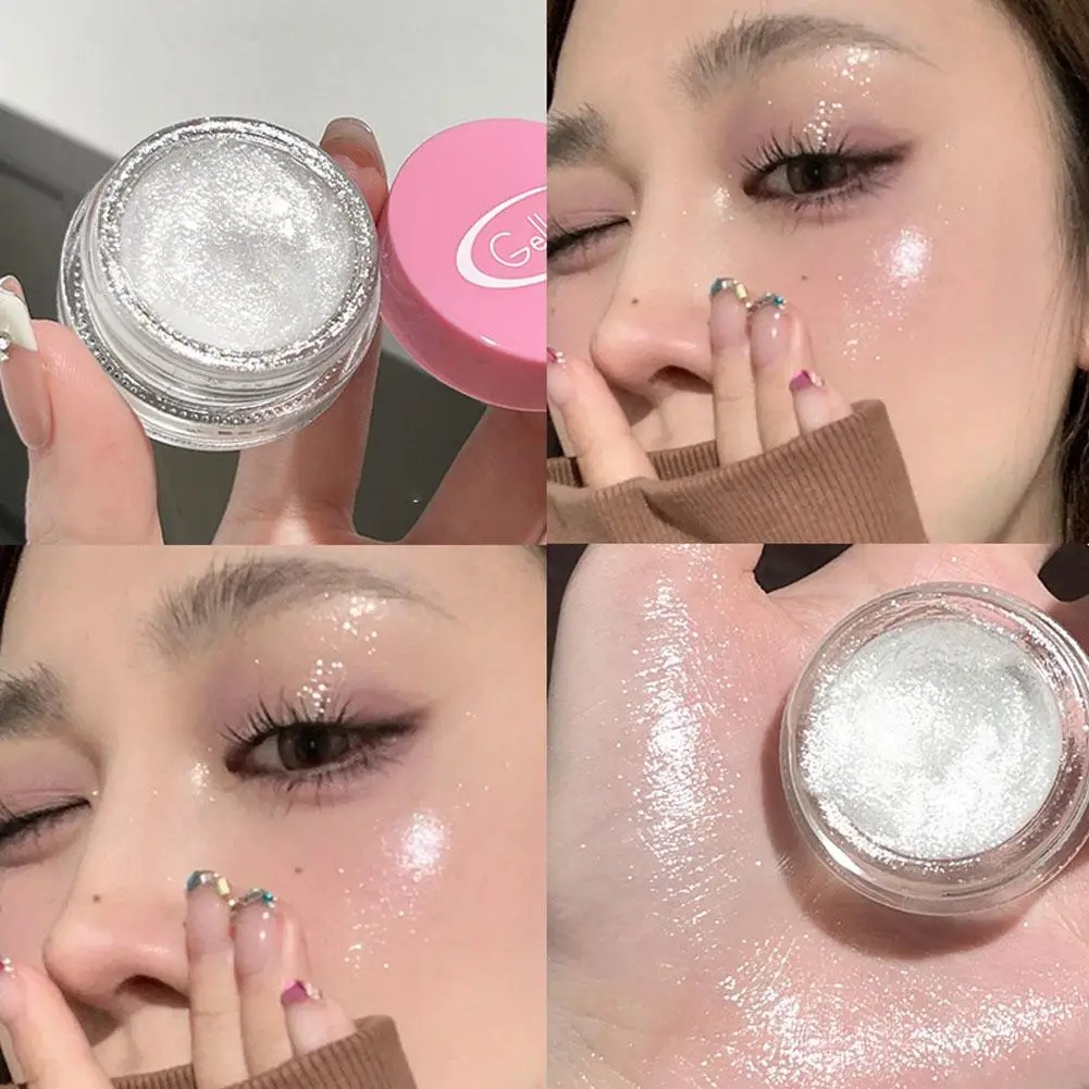 Liquid Eyeshadow Glitter Monochrome Pearlescent Highlighter Multifunctional Shadow Texture Brightening Makeup Shimmer Cream R3L8