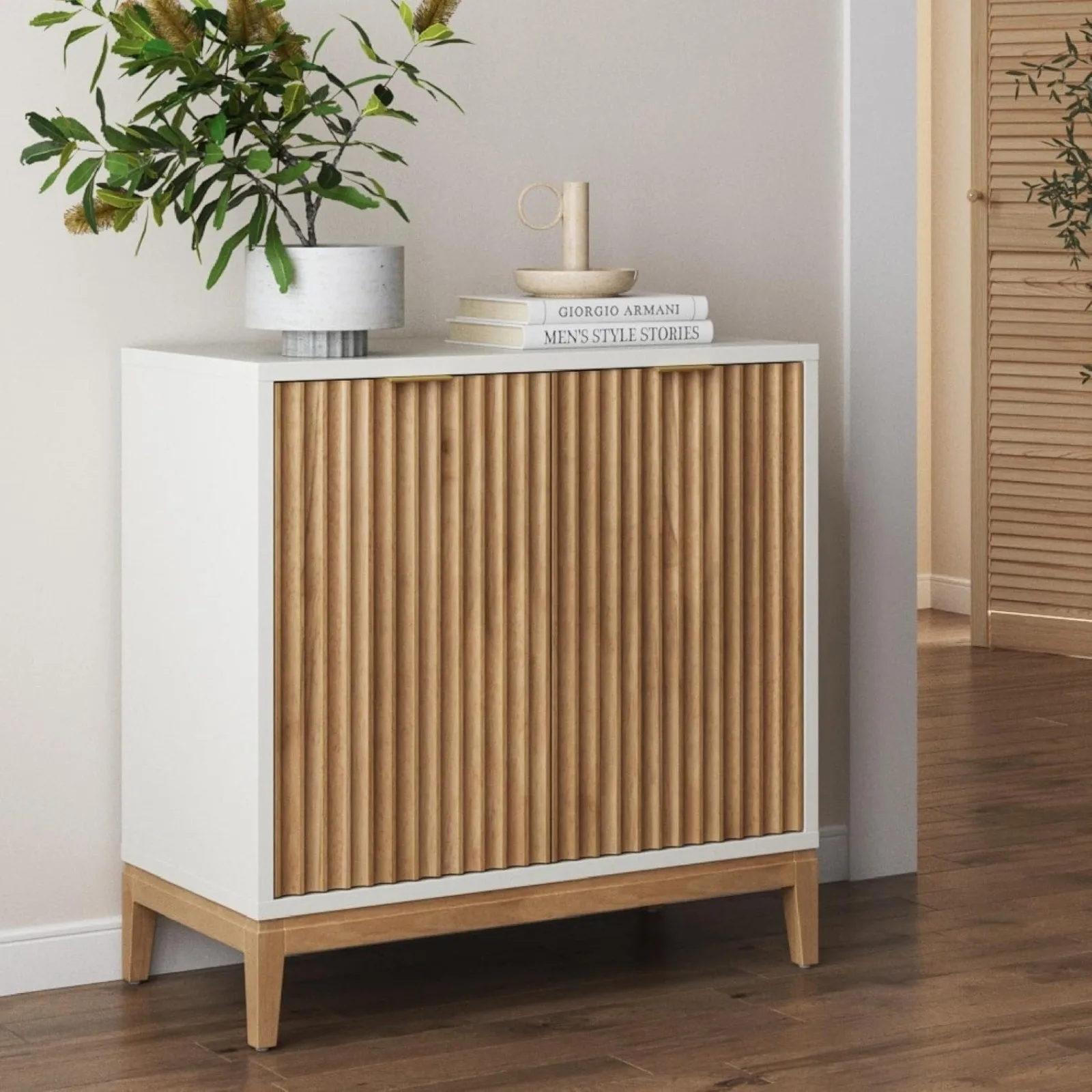 

US Jasper Modern Sideboard, Kitchen Storage Cabinet with Fluted Doors, Accent Storage for Kitchen or Living Room,