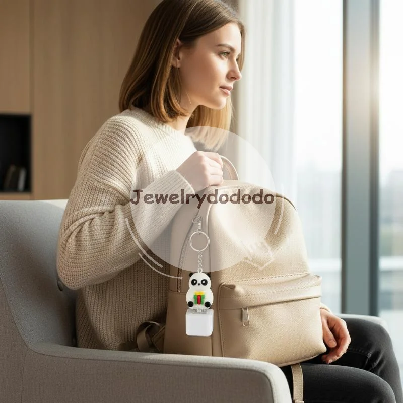 Cartoon Panda Sound Light Keychain Fashion Stress Relief Press Button Pendant for Luggage Pendant Decoration