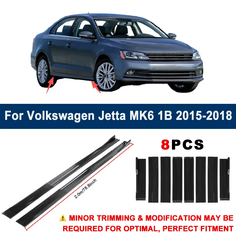 Aerodynamic 2m Sectional Side Skirt Extension Lips Racing Side Spoiler For Volkswagen Jetta MK6 1B 2015-2018 Sport Upgrade Kit