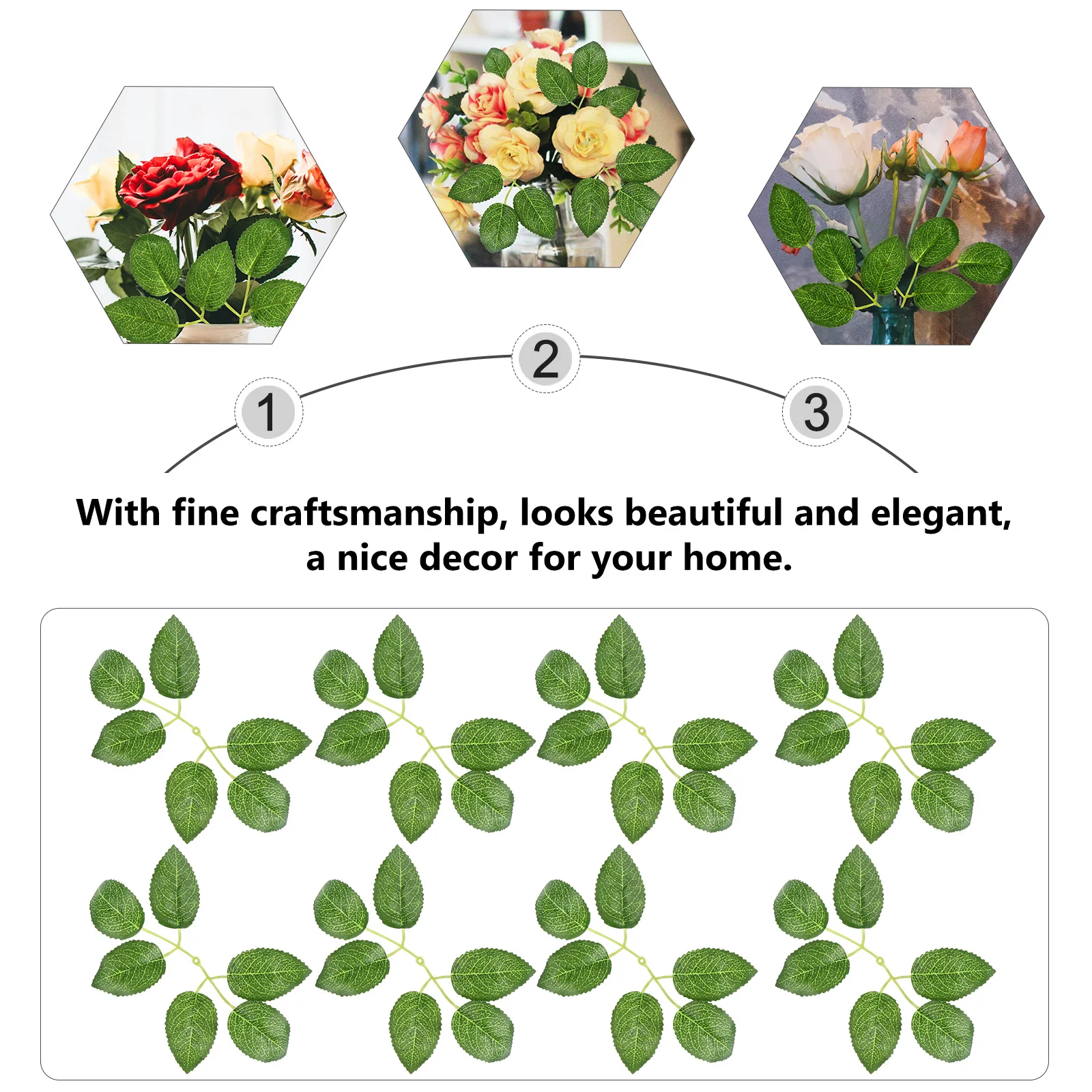 

100Pcs Simulation Rose Leaves Artificial Leaf Decor Realistic Modeling Fake Leaf Ornament Creative Home Decoration