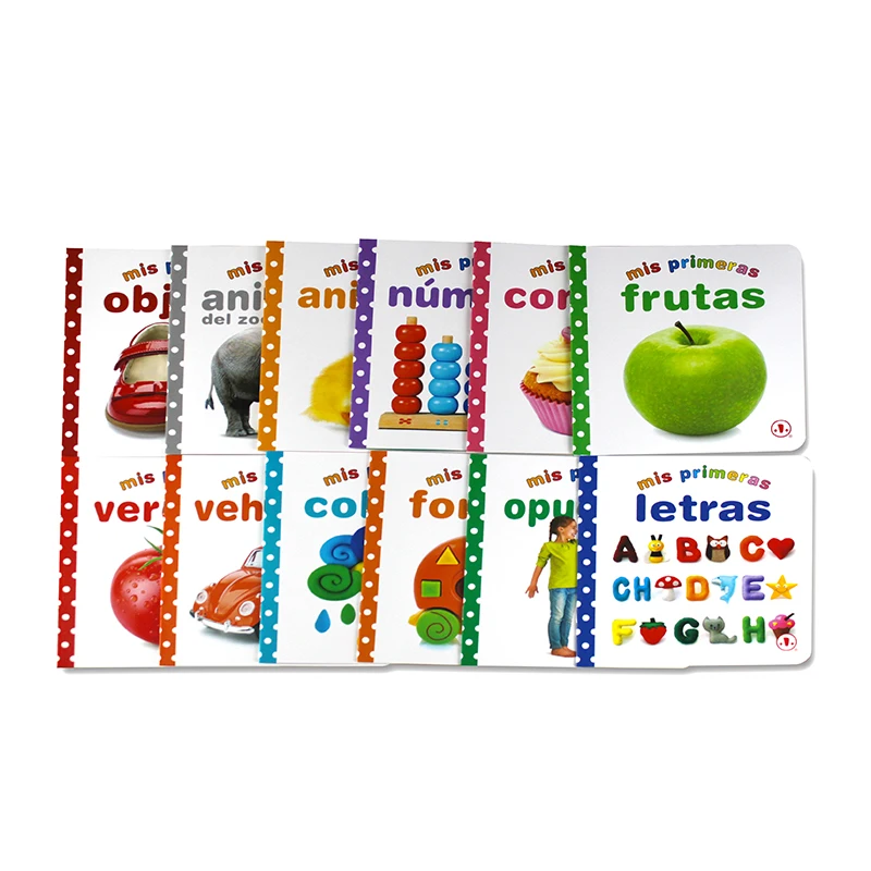Children Montessori Spanish Books Animal/Vegetable/Fruit/Color/Letter/Number Educational 3-8 years Baby Learning Card Book