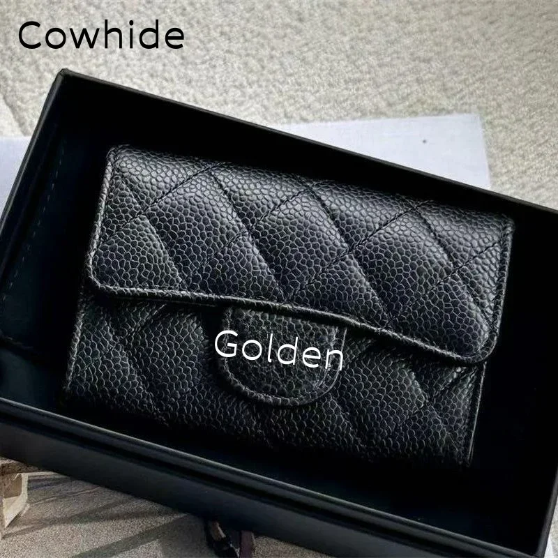 2024 New Classic caviar women\'s card case cowhide rhombus black coin purse fashion luxury brand designer wallet