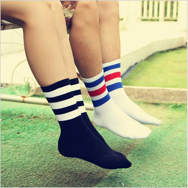 New Men/Women 3 Three Stripes Cotton Socks Retro Old School  Hiphop Skate Long Short  Meias  Harajuku White Black Winter Cool