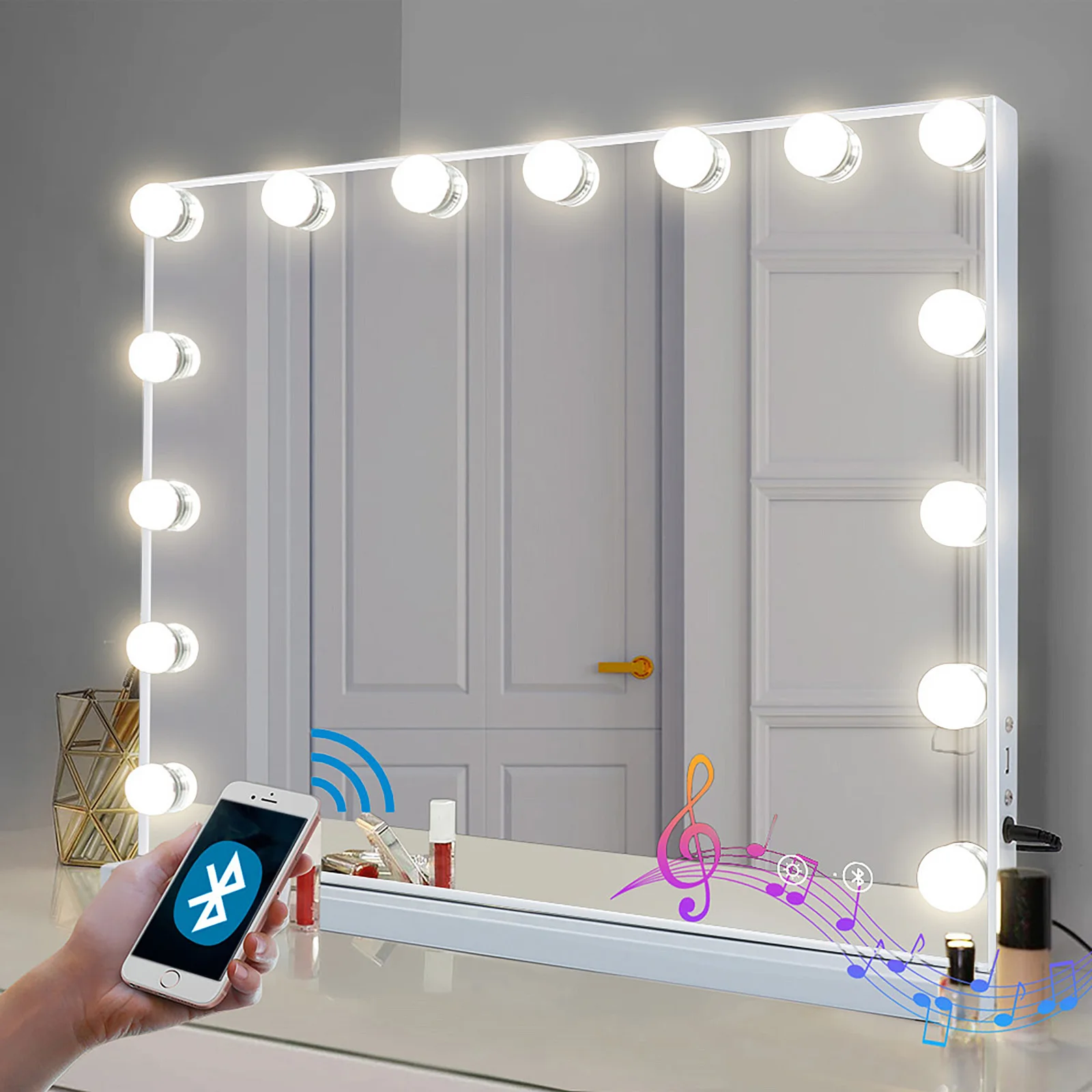 

Зеркало для макияжа с Bluetooth, 15 Светодиодный ных ламп