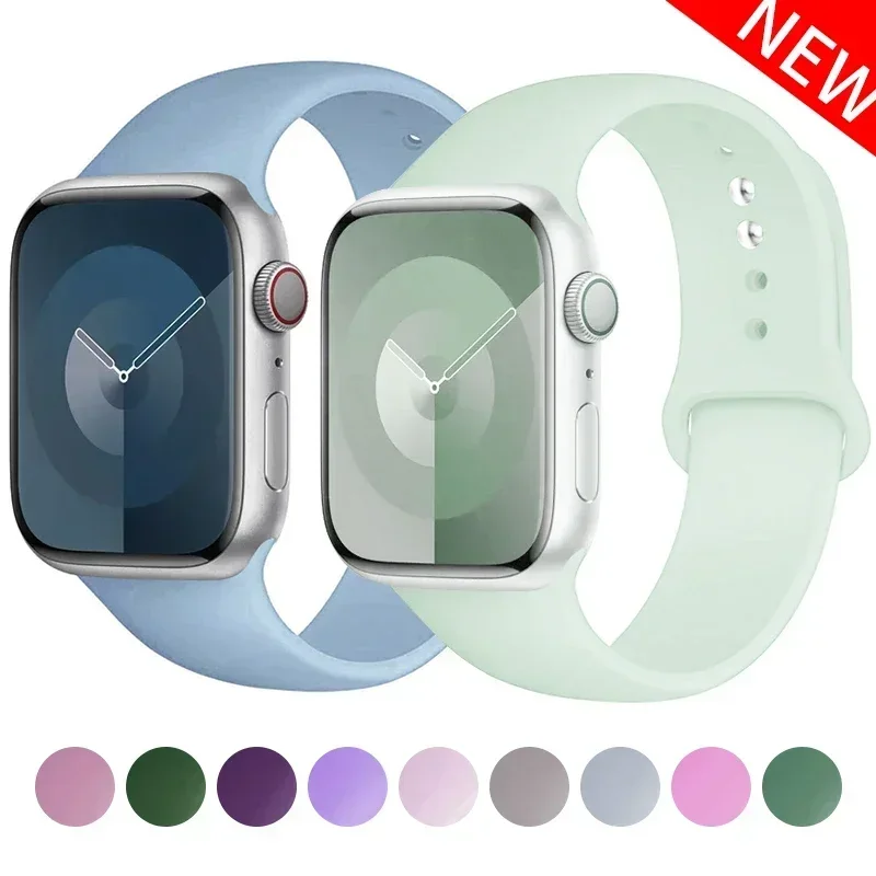 

Силиконовый ремешок для Apple Watch Band 44 мм 40 мм 45 мм 41 мм 49 мм 42 мм 38 мм 44 мм, браслет для iwatch series 9 7 se 3 4 5 6 8 Ultra band