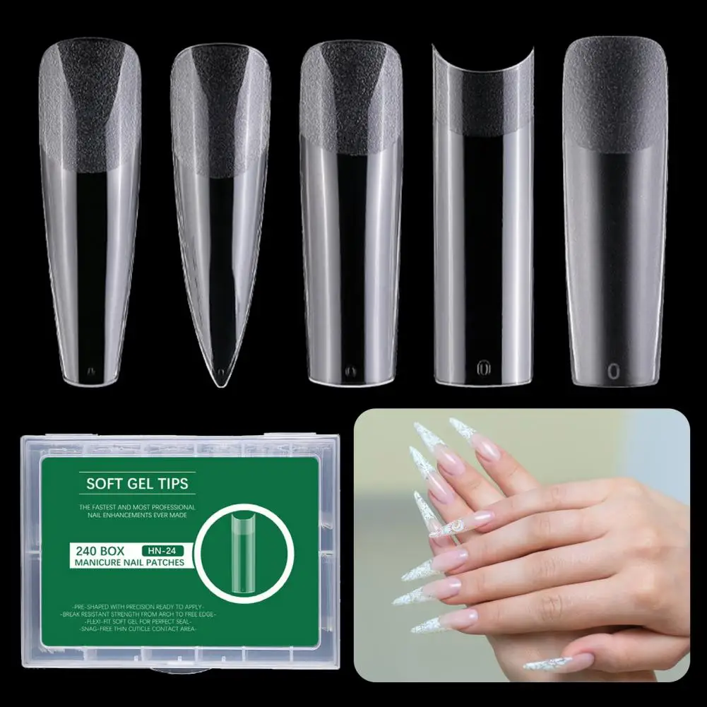 

Nail Gel Tools Nail Powder Products 240pcs Versatile Frosted Nail Tips Anti-break Long-lasting Manicure Set for Effortless Nail