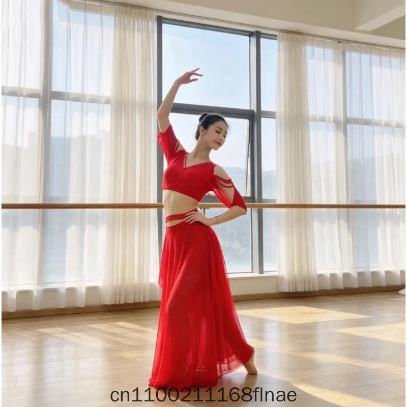 Belly Dance Dress 2026 Autumn/Winter New Women's Set Practice Dress Hot Diamond Exquisite Women's Dance Stage Dress