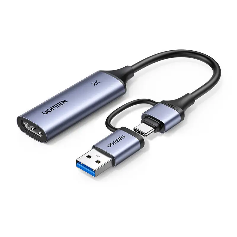 UGREEN Video Capture Card HD-MI to USB C Streaming Device 2K/30Hz Capture 4K Input Audio Game Recording