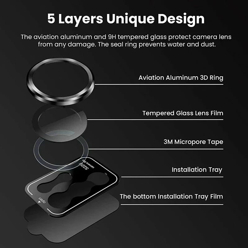 Camera Lens Ring Protectore for Samsung A54 A14 A34 S24 S23 Plus 5G FE Protective Tempered Glass Metal Case Cap image 5