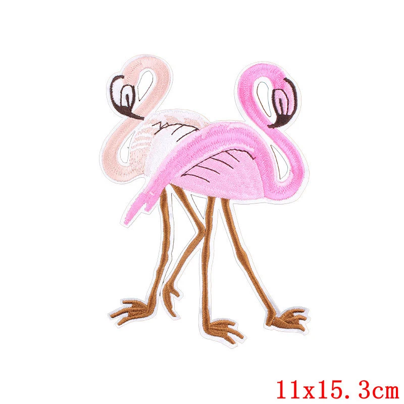 Flamingo Animal Patches for Clothing Iron on Embroidered Sewing Applique Cute on Fabric Badge DIY Apparel Accessori Decoration H