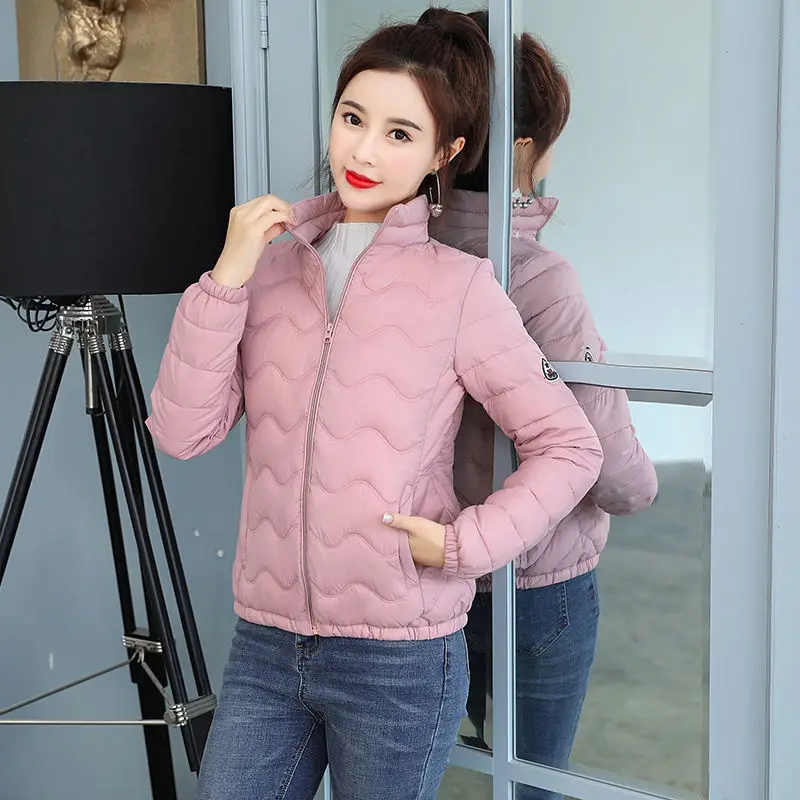 Herbst Winter Neue Mode Stehen Kragen Langarm Solide Parkas frauen Kleidung Koreanische Warme Alle-spiel Einfachheit Trend chic Top