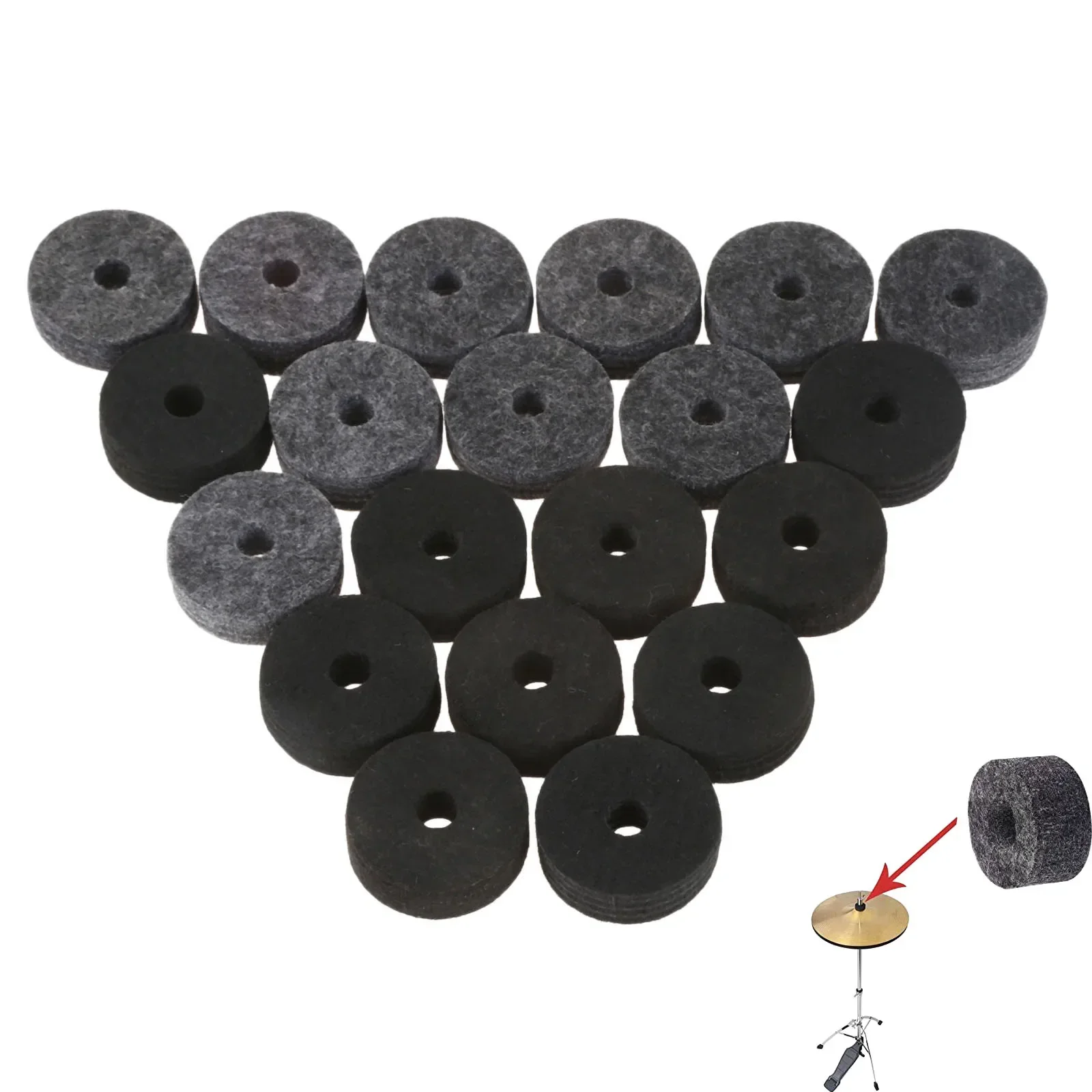 10 Pcs Cymbal Hi-Hat Felt Pads Felt Strap Button Washer Cymbal Stand Felt Washer Bass Drum Silencer Cymbal Felt Pads Stackers