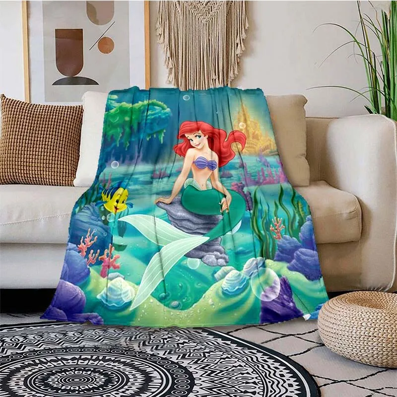 Disney The Little Mermaid Cartoon Blanket Travel Picnic Blanket Children's Adult Household Blankets Gift