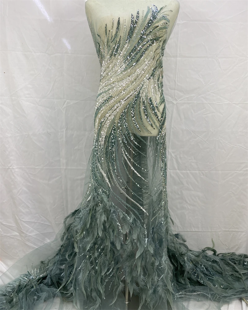 

Rhinestone Feather Dress Mesh Evening Elegant Chic and Sweet Evening Dress Women Dresses for Party and Wedding