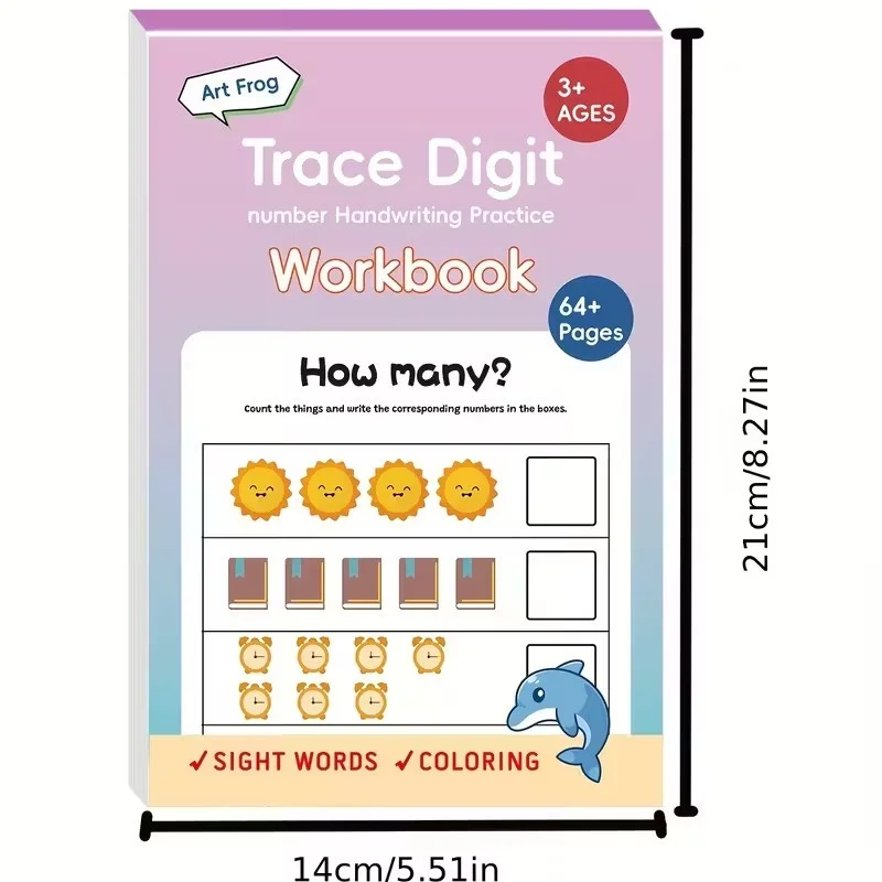 Interactive Preschool Math Workbook with Number Tracing Addition & Subtraction Worksheets Educational Book Learning Activities
